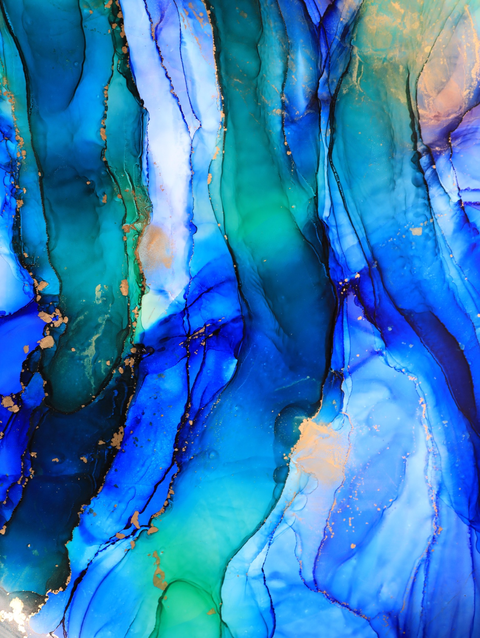 Azize Ceyhun — blue and green alcohol ink painting